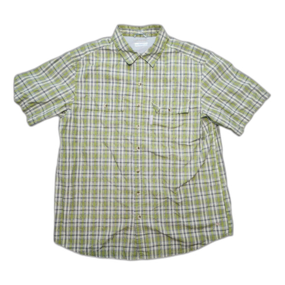 Columbia Men's Fishing Breathable Mesh button up Shirt Green Plaid Size L - Picture 1 of 11